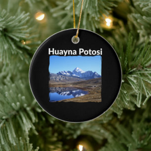 Bolivia Huayna Potosi Mountain - Andes Art Ceramic Tree Decoration