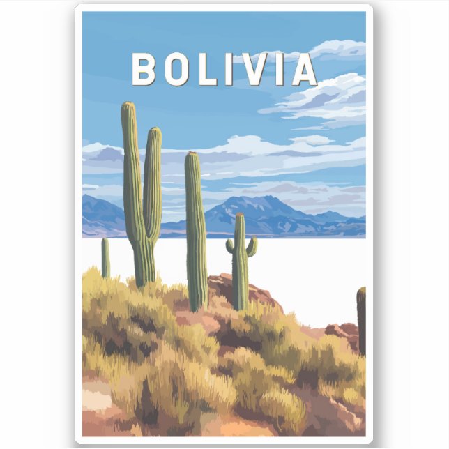 Bolivia Illustration Travel Art Vintage (Front)