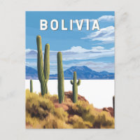 Bolivia Illustration Travel Art Vintage