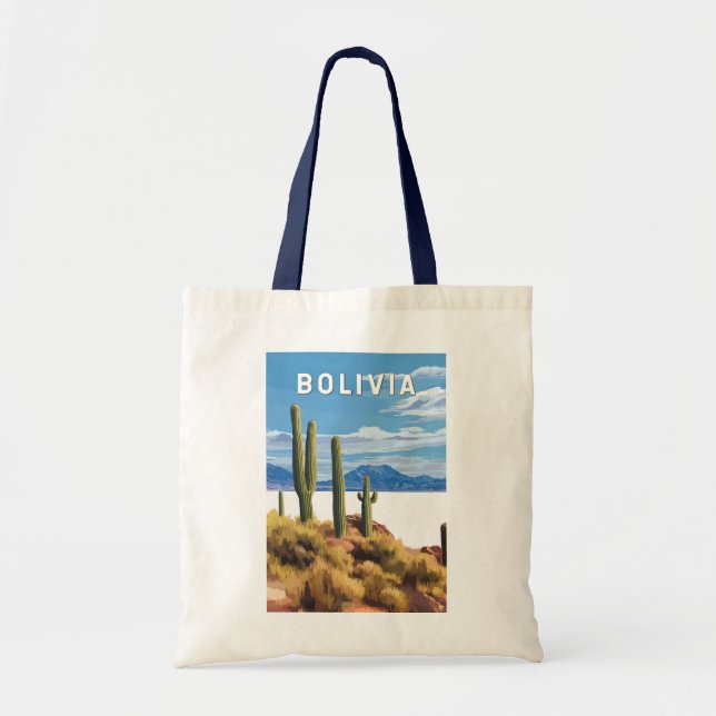 Bolivia Illustration Travel Art Vintage Tote Bag (Front)