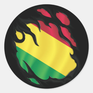 Bolivia Ripped Flag Classic Round Sticker