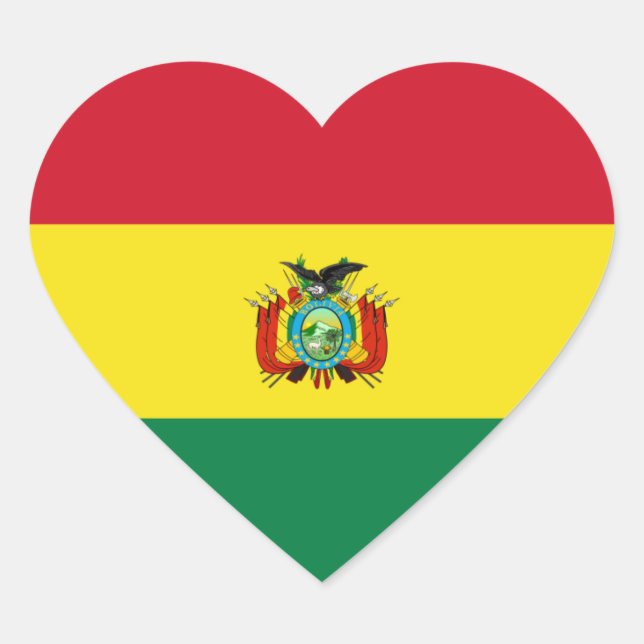 Bolivia State Flag Heart Sticker (Front)