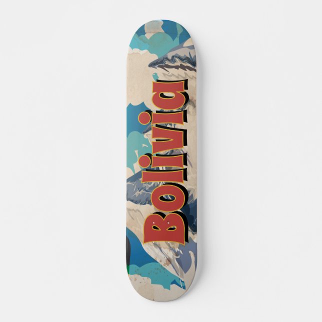 Bolivia Vintage Travel Poster Skateboard (Front)