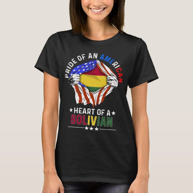 Bolivian American Foreign Country Bolivia Flag T-Shirt (Front)