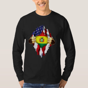 Bolivian Blood Inside Me Bolivia American Flag T-Shirt