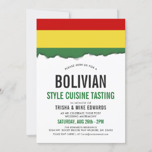 Bolivian Cuisine Party Flag White Invite