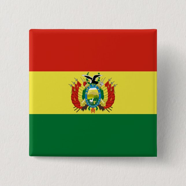 Bolivian Flag 15 Cm Square Badge (Front)