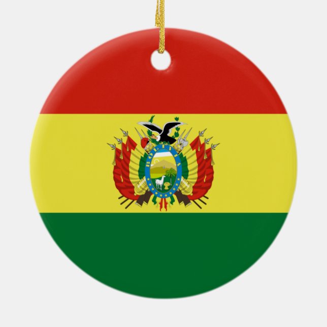 Bolivian Flag Ceramic Tree Decoration (Back)