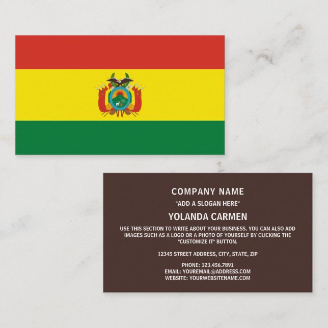 Bolivian Flag, Flag of Bolivia Business Card (Front/Back)
