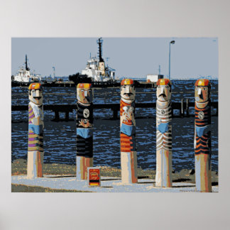 Bollards Geelong Oceanfront Poster