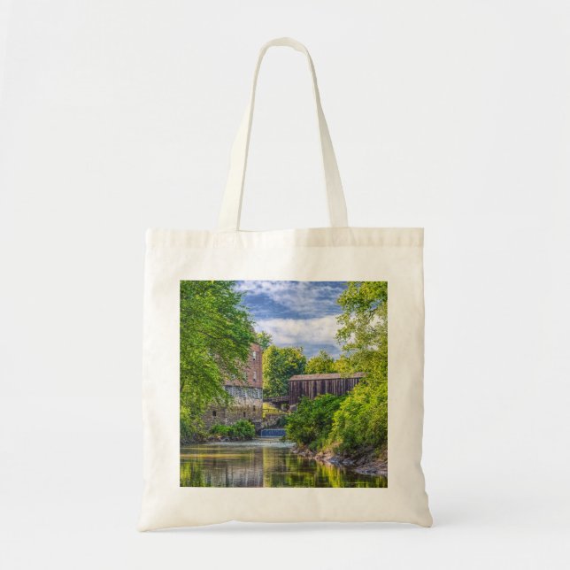 Bollinger Mill And Burfordville Covered Bridge Tote Bag (Front)