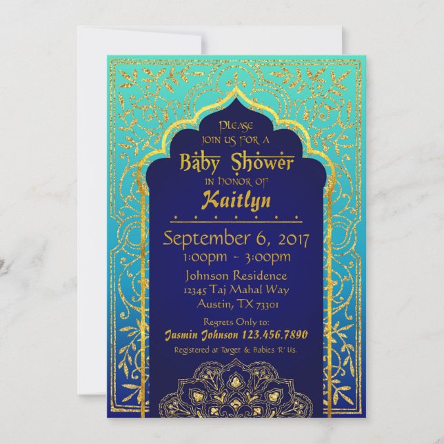 Bollywood Arabian Nights Baby Shower Invitation (Front)