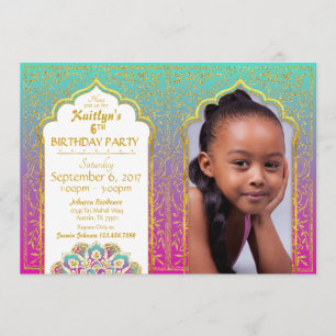 Bollywood Arabian Nights Birthday Invitation Card