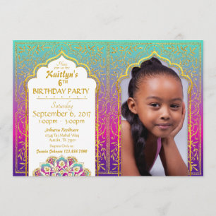 Bollywood Arabian Nights Birthday Invitation Card