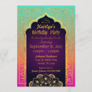 Bollywood Arabian Nights Birthday Invitation Card