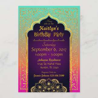 Bollywood Arabian Nights Birthday Invitation Card