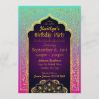 Bollywood Arabian Nights Birthday Invitation Card
