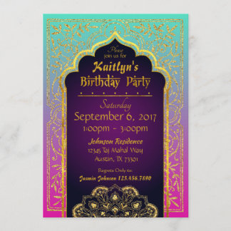 Bollywood Arabian Nights Birthday Invitation Card