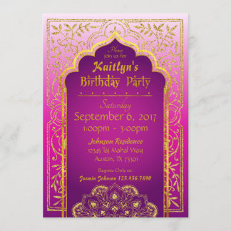 Bollywood Arabian Nights Birthday Invitation Card
