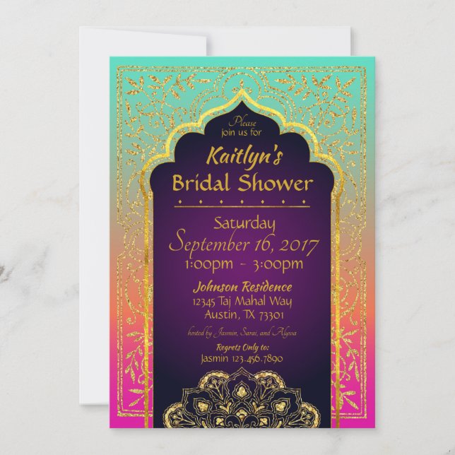 Bollywood Arabian Nights Bridal Shower Invitation (Front)