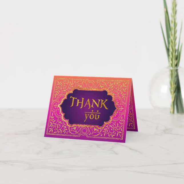 Bollywood Arabian Nights Thank You Note Card (Front)