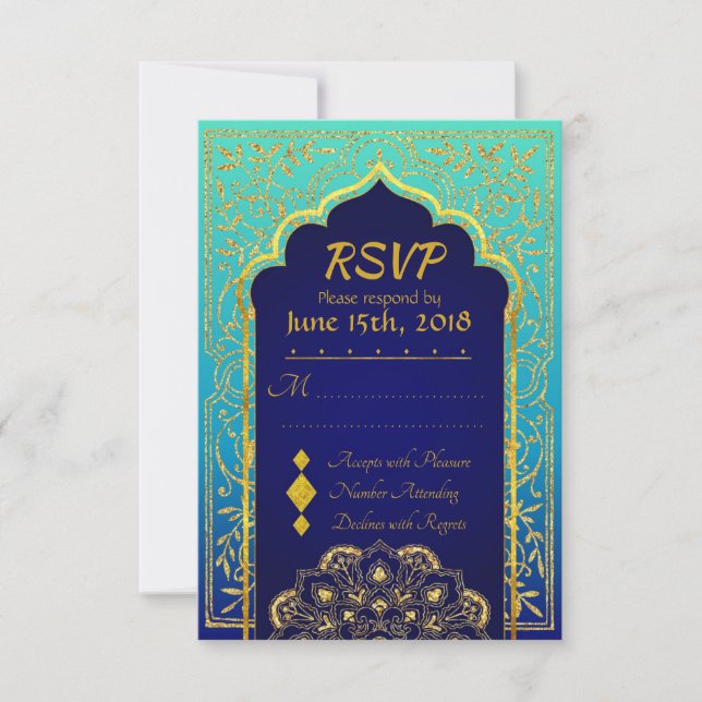 Bollywood Arabian Nights Wedding RSVP Card (Front)