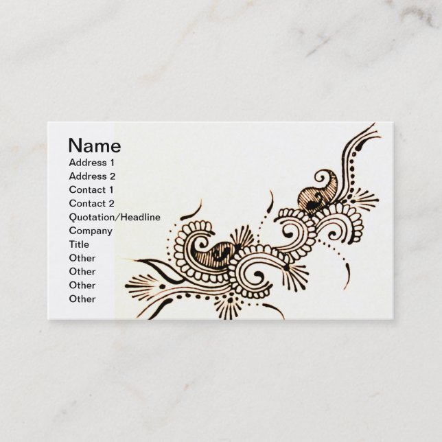 Bollywood Business Card (Front)