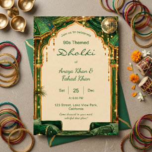 Bollywood Emerald 90s Dholki Desi Pakistani Night  Invitation