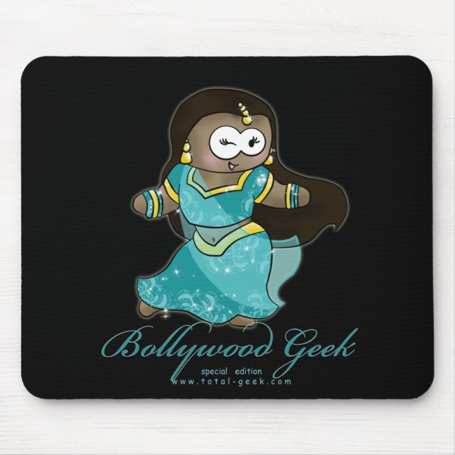 bollywood geek for black copy, bollywood geek text mouse mat (Front)