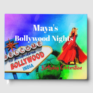 Bollywood Indian Birthday Hindu Colourful Modern Guest Book