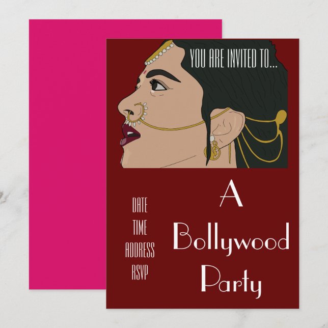 Bollywood Indian dress up party Invitation (Front/Back)