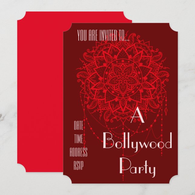 Bollywood Indian dress up party Invitation (Front/Back)