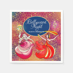 Bollywood Night Dancer Red Purple Gold Custom Napkin