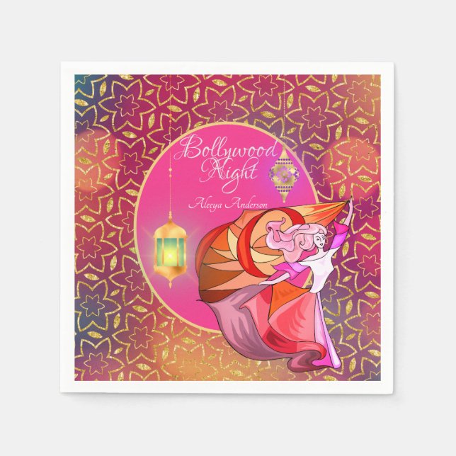 Bollywood Night Party Napkins - Personalised (Front)