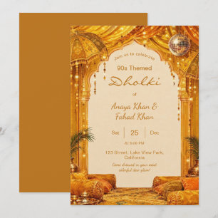 Bollywood Yellow 90s Dholki Desi Sangeet Night  Invitation