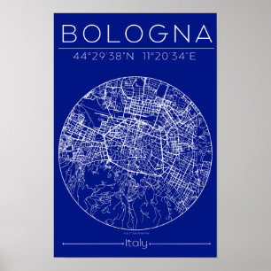 Bologna Blueprint Map Poster – Circular City Plan 