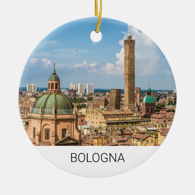 Bologna Emilia-Romagna Italy Panorama Souvenir Ceramic Tree Decoration (Front)