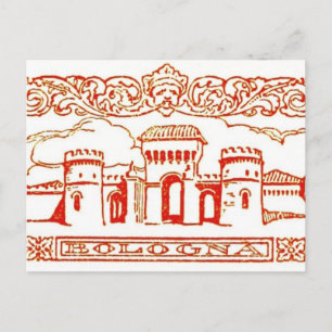 Bologna Italy antique vintage art woodcarving seal Postcard