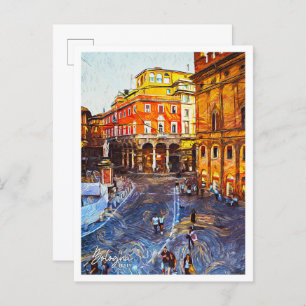 Bologna Italy Beautiful Oil Paint City Postcard