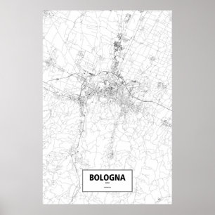 Bologna, Italy (black on white) Poster