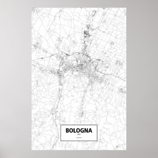 Bologna, Italy (black on white) Poster