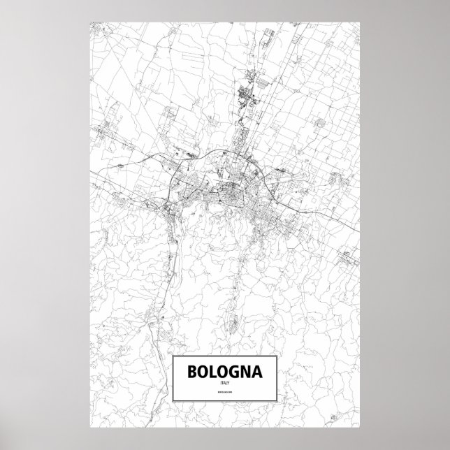 Bologna, Italy (black on white) Poster (Front)
