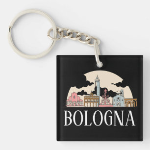 Bologna Italy City Silhouette Vintage Travel Key Ring
