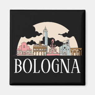Bologna Italy City Silhouette Vintage Travel Magnet
