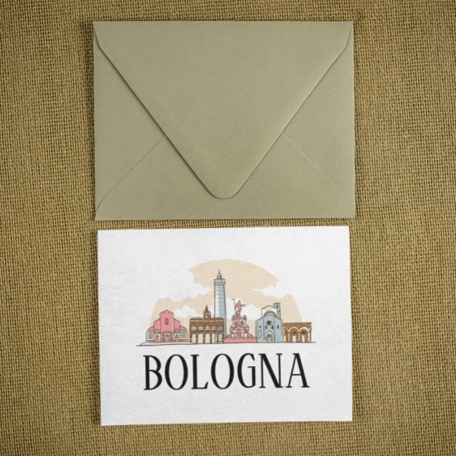 Bologna Italy City Silhouette Vintage Travel Postcard (bologna italy city silhouette postcard)