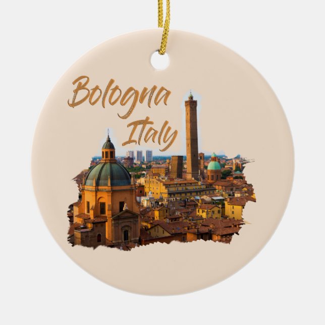 Bologna Italy: Historical Center Ceramic Tree Decoration (Front)