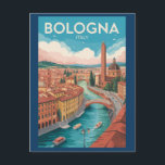 Bologna Italy Illustration Travel Art Vintage Postcard<br><div class="desc">Bologna retro vector travel design. Bologna,  the lively capital of Emilia-Romagna,  is famed for its rich cuisine,  medieval architecture,  and vibrant culture.</div>