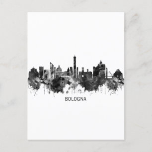 Bologna Italy Skyline BW Holiday Postcard