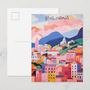 Bologna Italy Travel City Painting Aesthetic Postcard