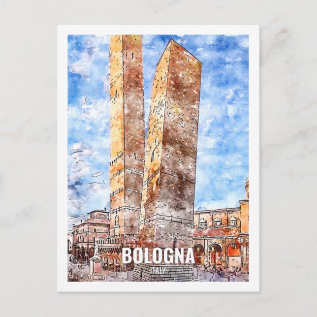 Bologna Italy Travel Place Watercolor Postcard (Front)